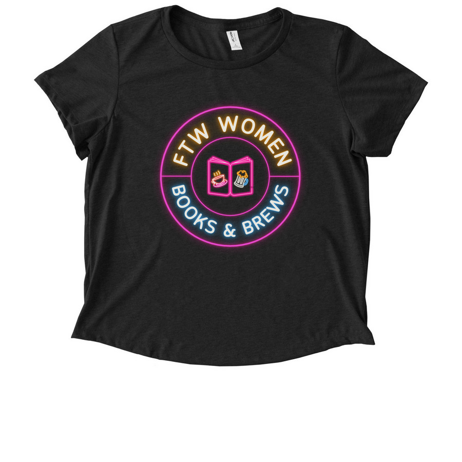 Official FTW Women Books & Brews T-shirt, a Space Black Allmade Eco Triblend Women?s Scoop Neck Tee