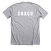 COACH shirt (printing on back), a Athletic Heather Premium Unisex Tee (back-view)