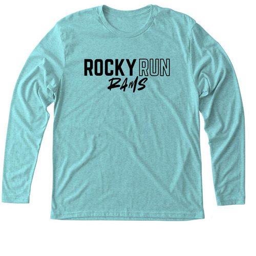 Rocky Run Rams, a Tahiti Blue Triblend Long Sleeve Tee