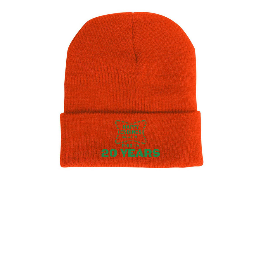 20 Years Beanies, a Blaze Orange Printed Cuffed Beanie