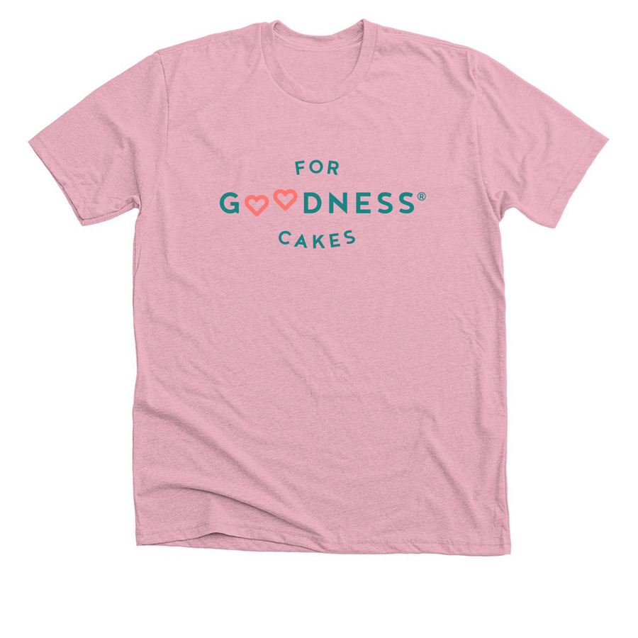 For Goodness Cakes Classic Logo, a Heather Pink Premium Unisex Tee