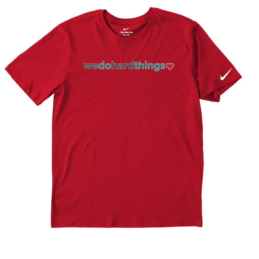 The Red Workout, a University Red Nike Dri-FIT Jersey Blend Performance Tee