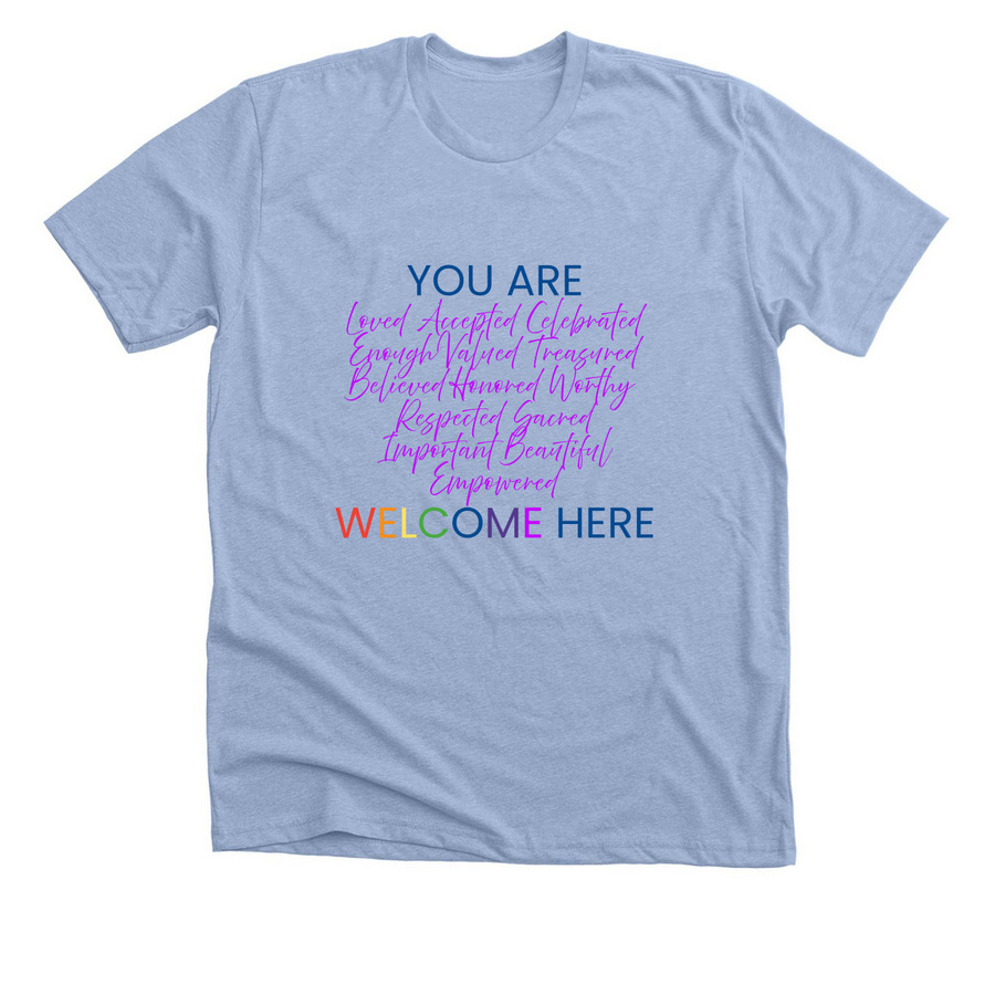 2026 Pride "You Are", a Heather Baby Blue Premium Unisex Tee