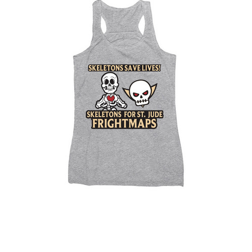 Skeletons for St. Jude and Frightmaps, a Athletic Heather Women's Racerback