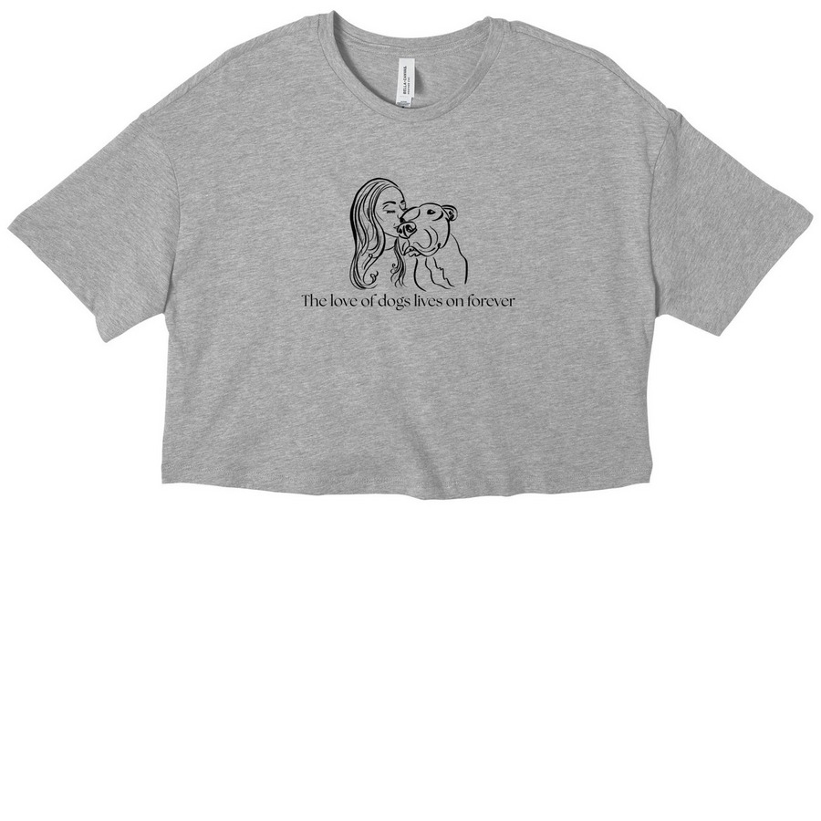 The love of dogs lives on forever, a Athletic Heather Women?s Cropped Cotton Tee