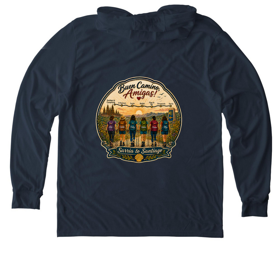 Camino Adventure (marker + back)&nbsp;, a Rebel Blue Allmade Eco Triblend Hoodie Tee (back-view)