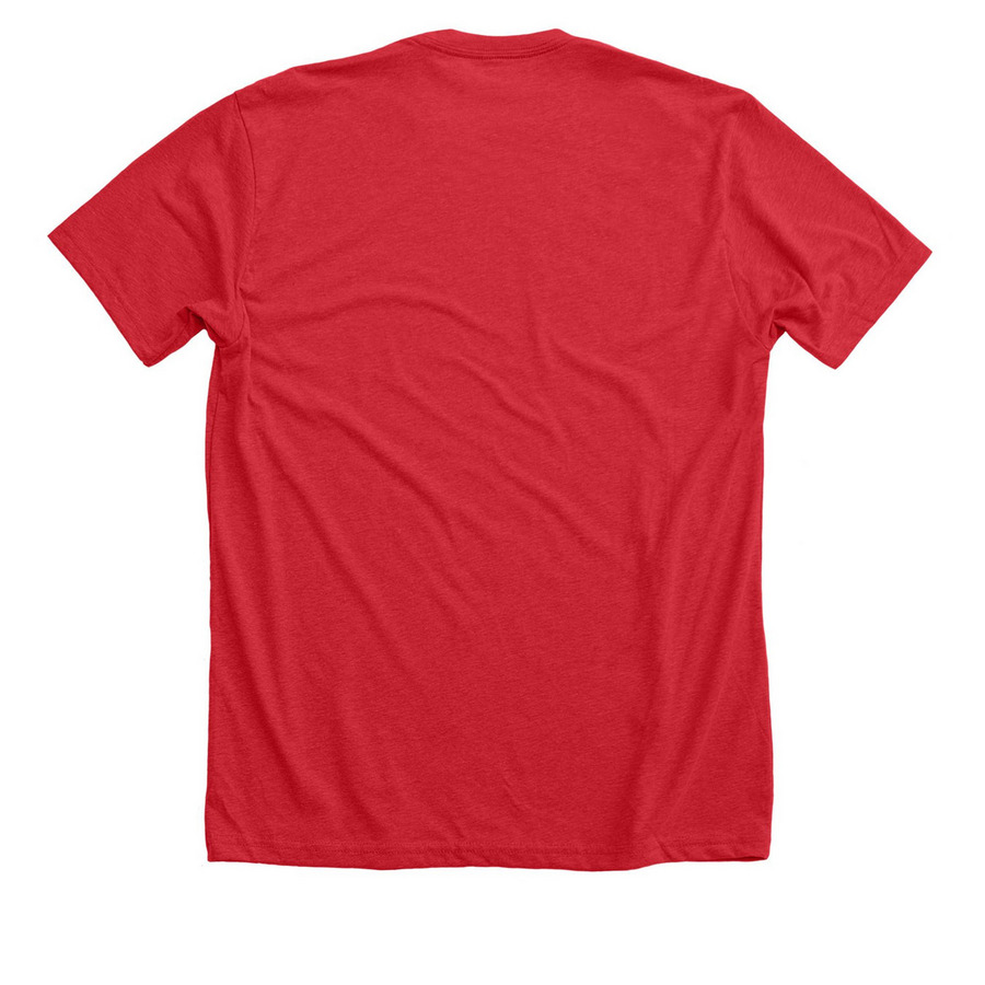 CHD Research, a Heather Red Premium Unisex Tee (back-view)