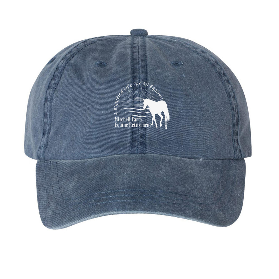Mitchell Farm Equine Retirement, a Navy Printed Pigment Dye Baseball Cap