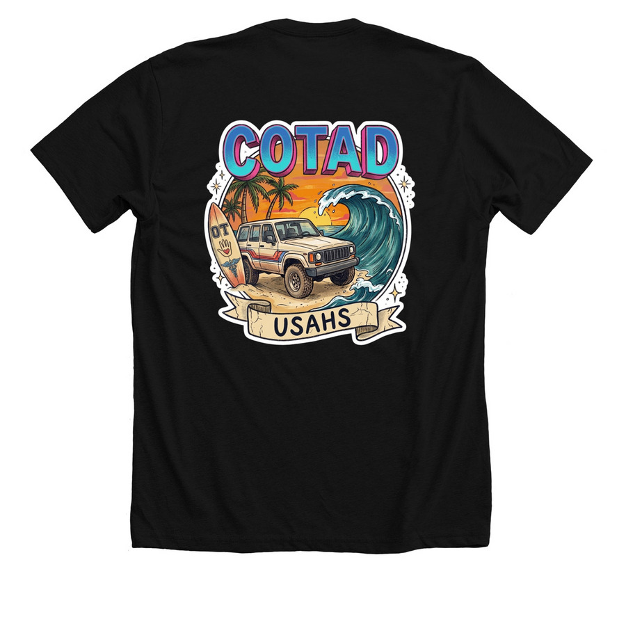 COTAD MERCH - MIAMI VICE, a Solid Black Blend Premium Unisex Tee (back-view)