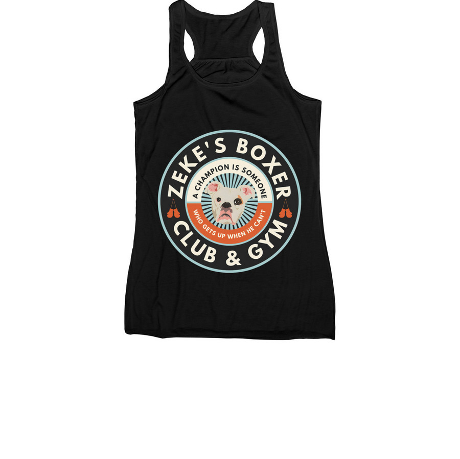 ZEKE'S BOXER CLUB & GYM, a Black Women's Racerback