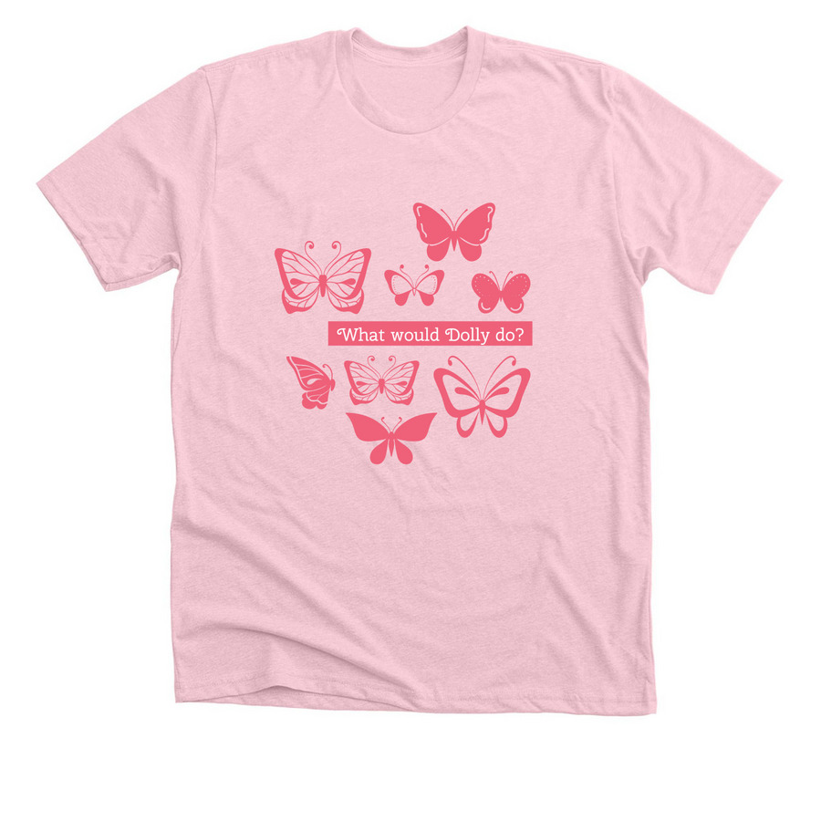 What would Dolly do?, a Heather Pink Premium Unisex Tee