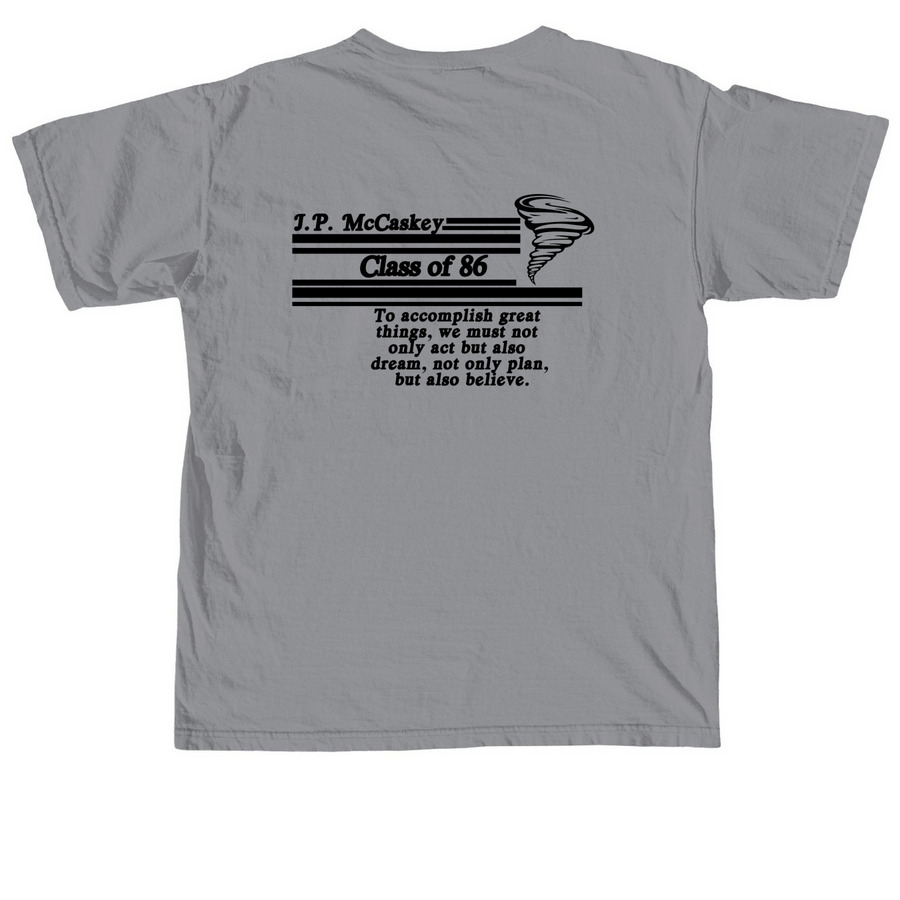 JPM High School 1986, a Granite Comfort Colors Unisex Tee (back-view)