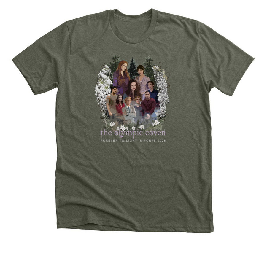 The Olympic Coven 2026 - Dark&nbsp;, a Heather Military Green Premium Unisex Tee