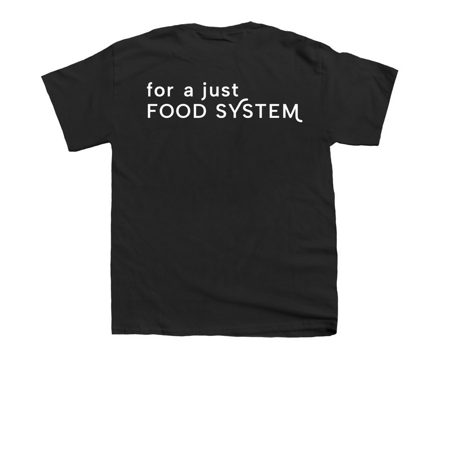For a just food system, a Black Youth Unisex Tee (back-view)