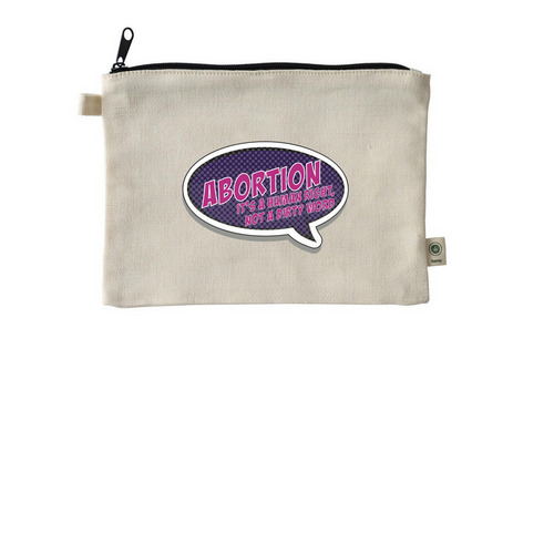 Abortion - Not a Dirty Word Pouch&nbsp;, a Natural 9"x7" Hemp Blend Pouch