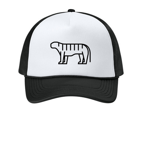 TIGER, a White/ Deep Black Printed Foam Trucker Hat