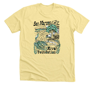 San Marcos River Foundation Shirt, a Heather Yellow Gold Premium Unisex Tee