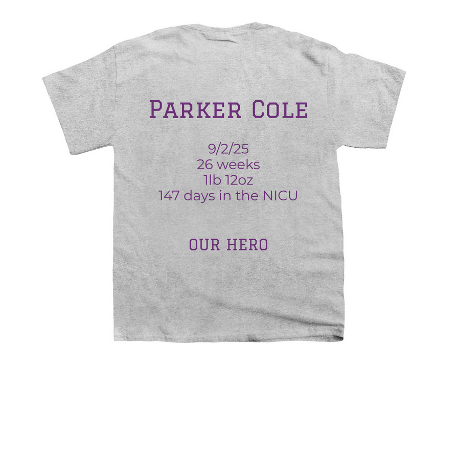 Parker Cole&nbsp;, a Sport Grey Youth Unisex Tee (back-view)