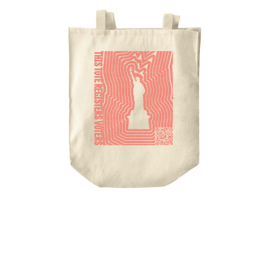 This Tote Registers Voters, a Natural Over-the-Shoulder Shopping Tote Bag