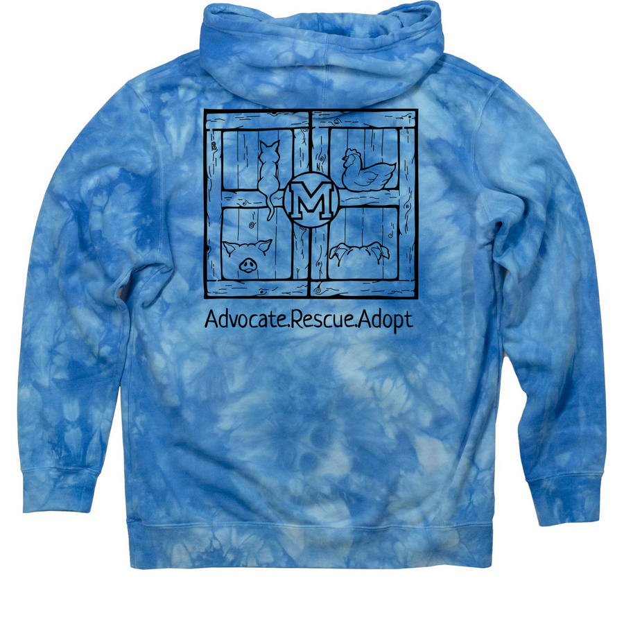 The Minnis Sanctuary, a Aqua Blue Tie Dye Pullover Hoodie (back-view)
