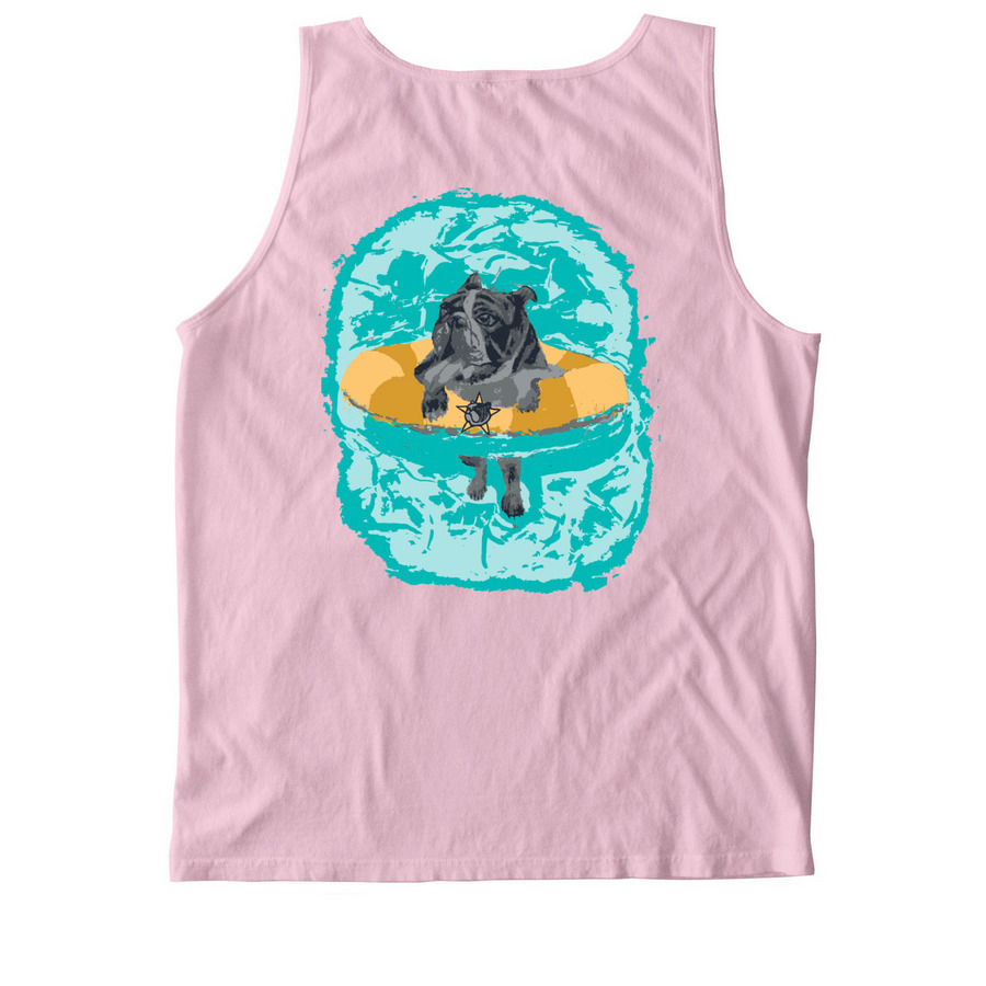 Chillin' like a Bulldog, a Blossom Comfort Colors Tank Top (back-view)