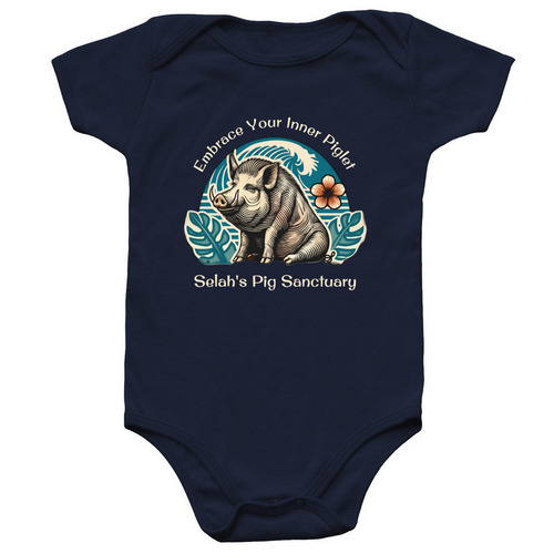 Support Selah's Pig Sanctuary, a Navy Infant Onesie