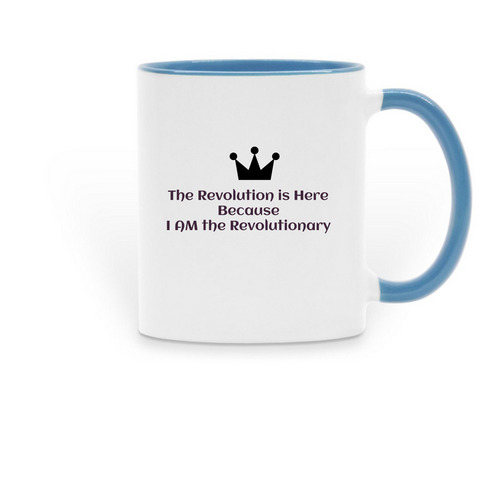 The Revolution IS Here, a Light Blue Two-Tone Ceramic Mug