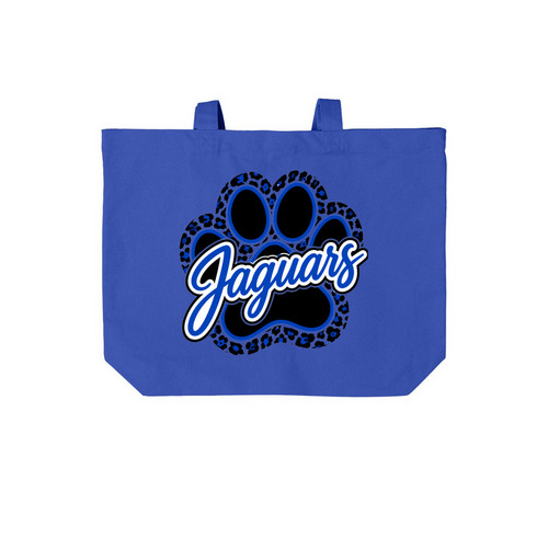 Jaguar Paw Print Tote, a True Royal Cotton Canvas Tote Bag