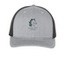 Lone Ivy Logo Hat, a Heather Grey/ Black Printed Five-Panel Trucker Cap