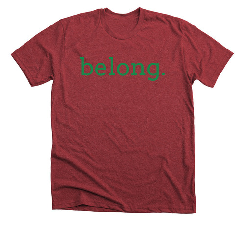 Camp To Belong, a Heather Canvas Red Premium Unisex Tee