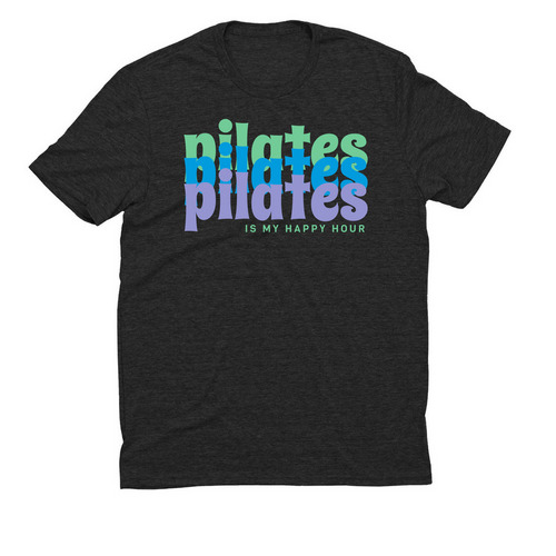 Pilates is my Happy Hour, a Space Black Allmade Eco Triblend Unisex Tee