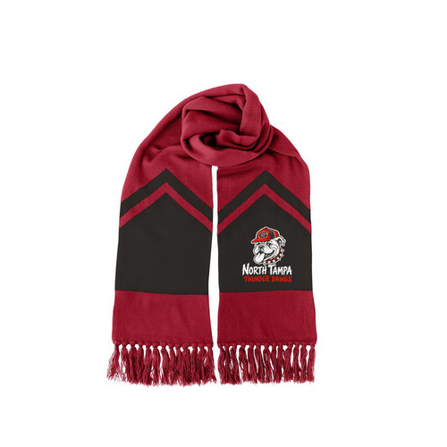 Thunder Dawgs Supporter Scarf, a Deep Red/ Black Two-Tone Gameday Scarf