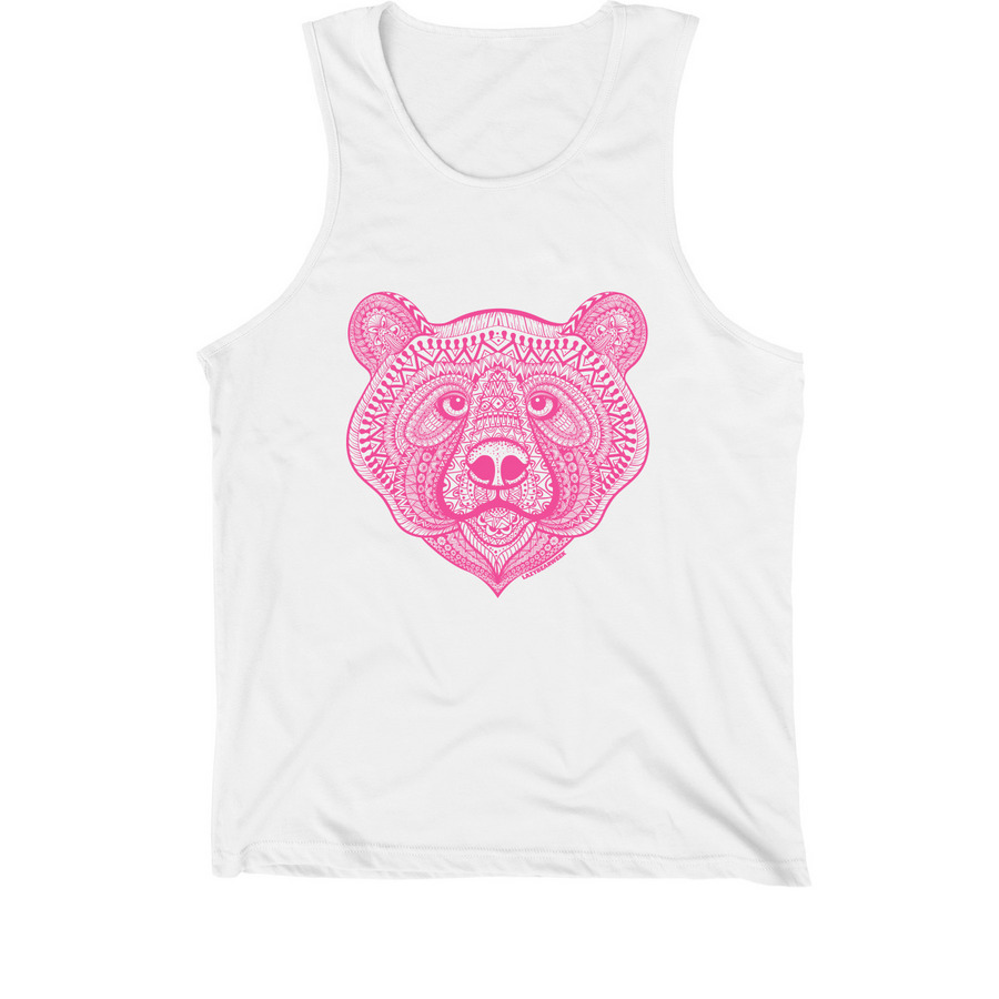 Ornate Bear Tank - Pride Pink, a White Premium Cotton Tank