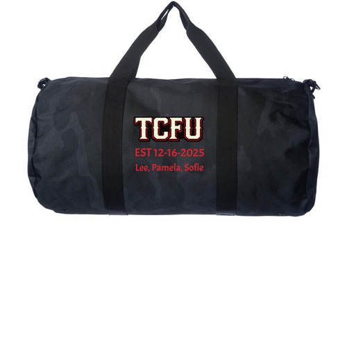 TCFU Duffel Bag, a Black Camo Day Tripper Duffel Bag