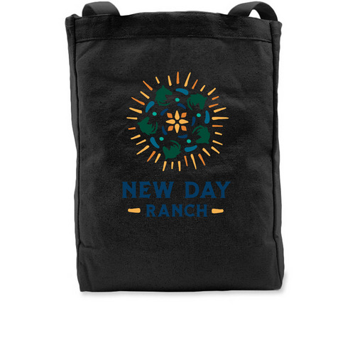 New Day Ranch Logo Tote Bags, a Black Recycled Cotton Tote Bag