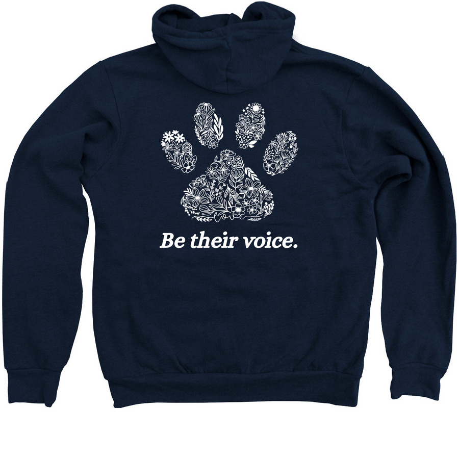 Be their voice&nbsp;, a Navy Zip Up Hoodie (back-view)