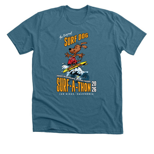 Surf Dog Surf-A-Thon 2026, a Heather Deep Teal Premium Unisex Tee