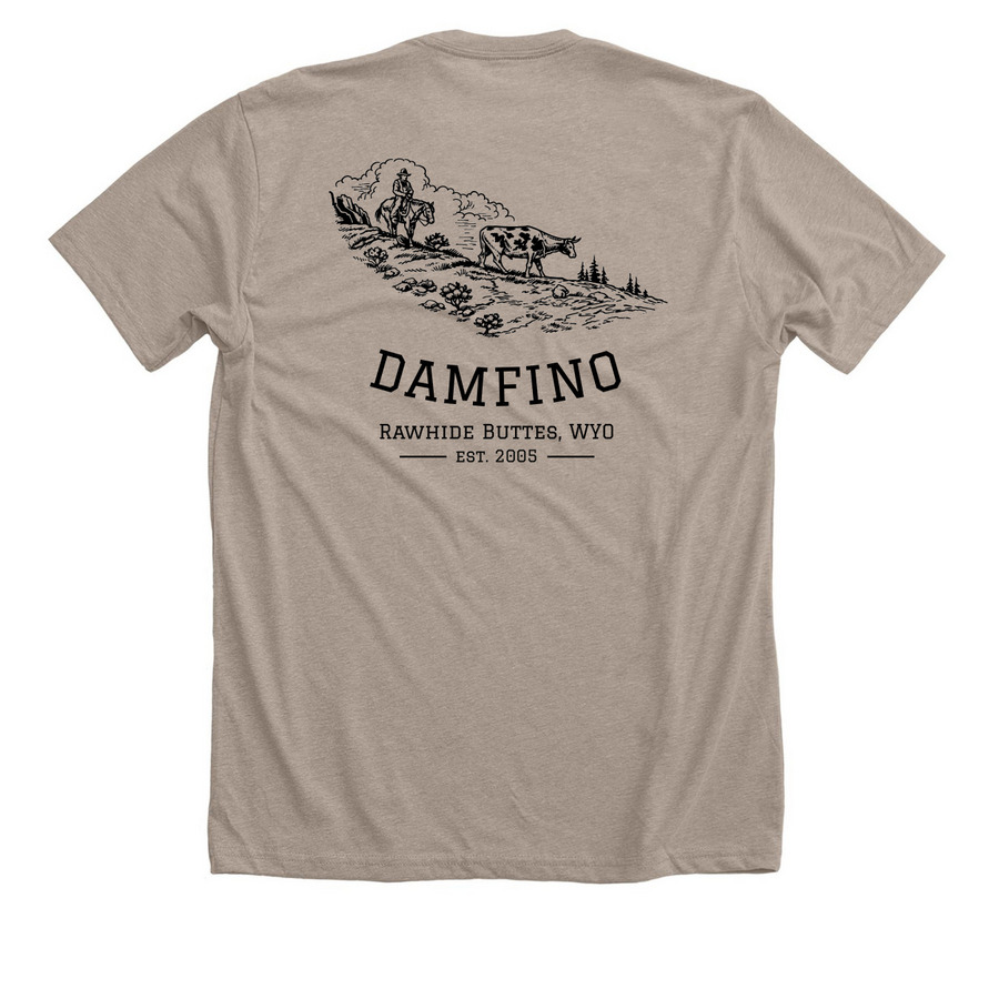 DAMFINO Tee, a Heather Stone Premium Unisex Tee (back-view)