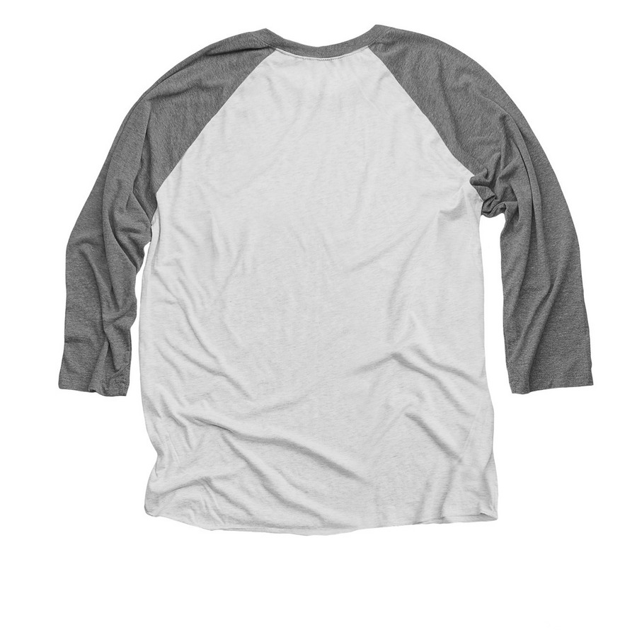 Free DC / Long Sleeves, a Premium Heather and Heather White 3/4 Sleeve Baseball Tee (back-view)