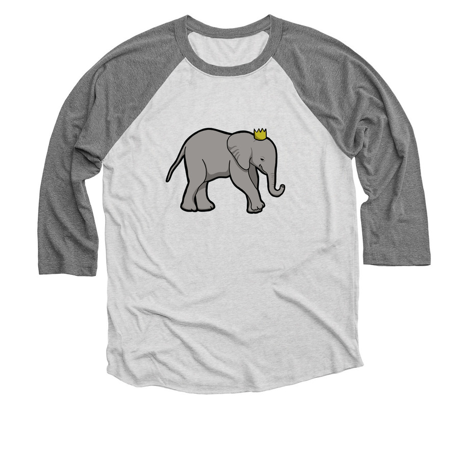 Elephant Crown, a Premium Heather and Heather White 3/4 Sleeve Baseball Tee