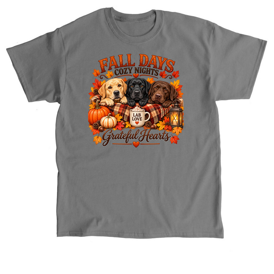Fall Days, Cozy Nights, Lab Love, a Charcoal Classic Unisex Tee