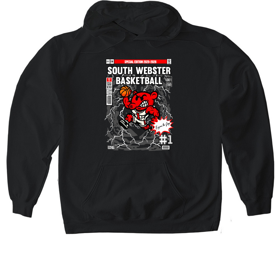 2025-2026 South Webster Boys Basketball, a Black Gildan Softstyle Pullover Hoodie