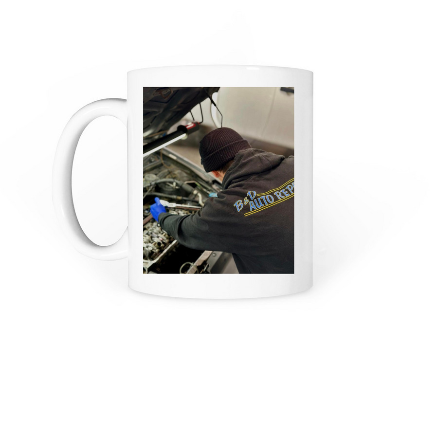 Mug, a White Coffee Mug (back-view)