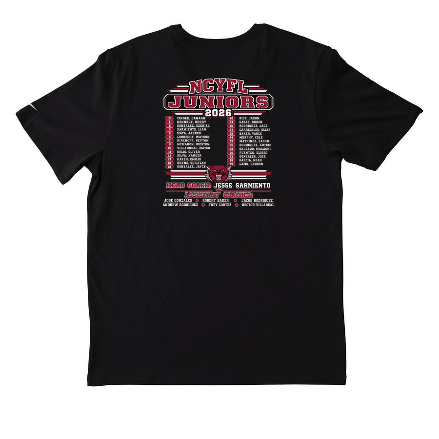 Junior Football Roster, a Black Nike Dri-FIT Jersey Blend Performance Tee (back-view)
