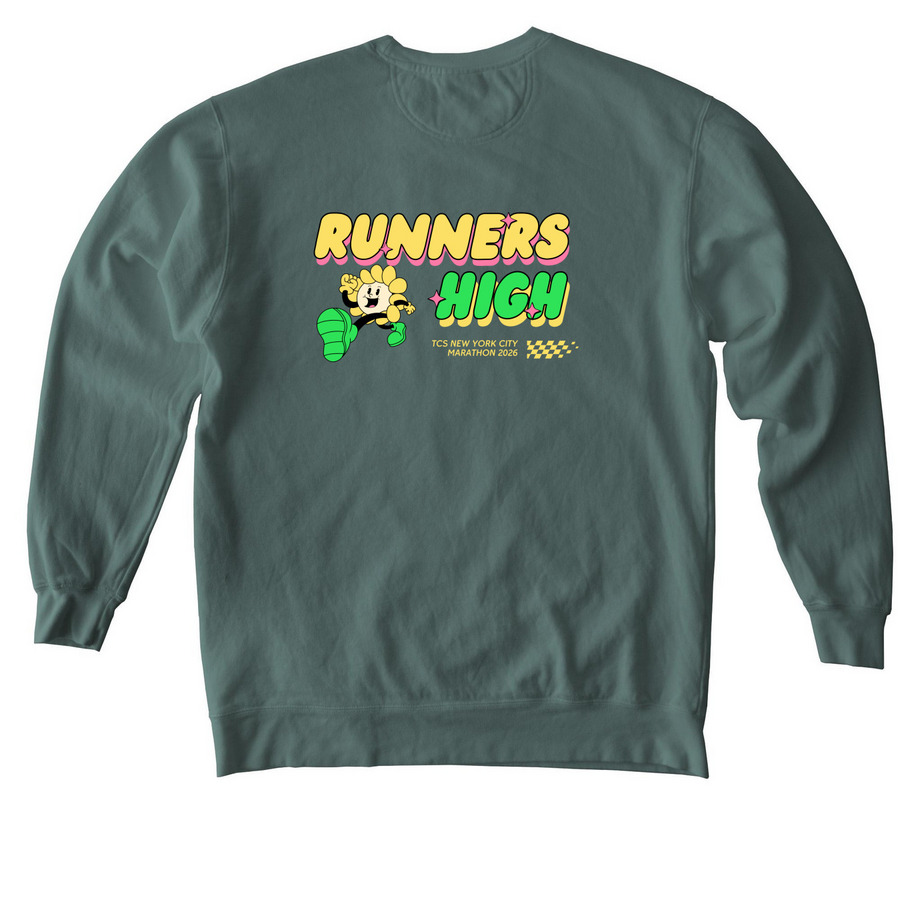 Runners High, a Blue Spruce Comfort Colors Crewneck Sweatshirt (back-view)