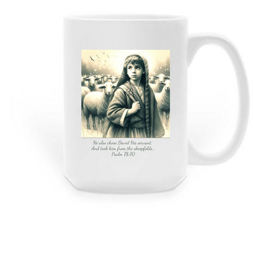 David among the sheep, a White Large Coffee Mug