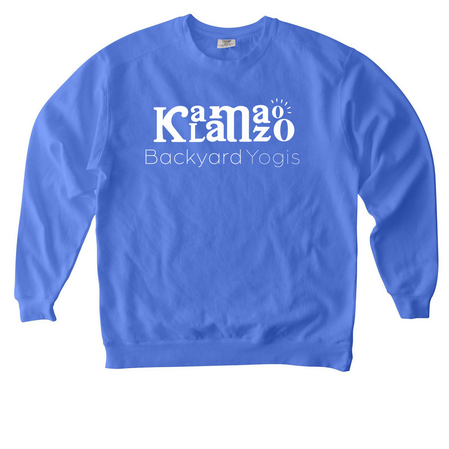 Support a Dedicated Kalamazoo Member in Need, a Flo Blue Comfort Colors Crewneck Sweatshirt