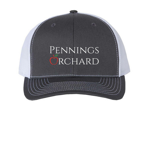 Pennings Orchard Hat, a Charcoal/ White Printed Snapback Trucker Cap