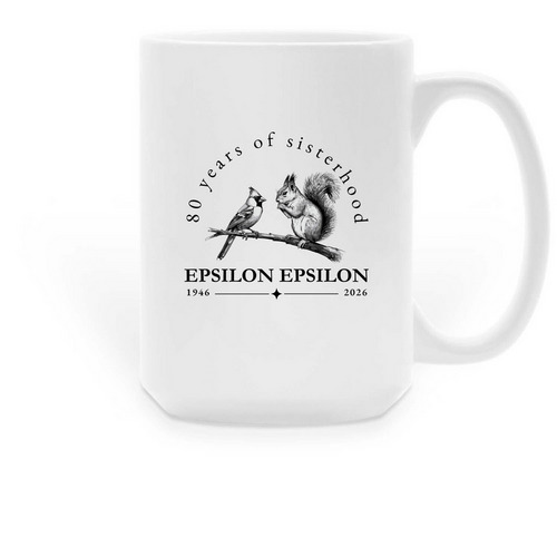 Epsilon Epsilon's 80th Anniversary Mug, a White Large Coffee Mug