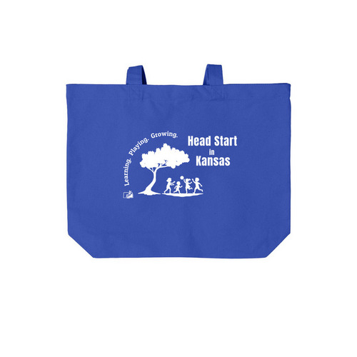 Learning. Playing. Growing., a True Royal Cotton Canvas Tote Bag